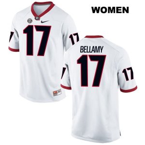 Women's Georgia Bulldogs NCAA #17 Davin Bellamy Nike Stitched White Authentic College Football Jersey YQN5854KW
